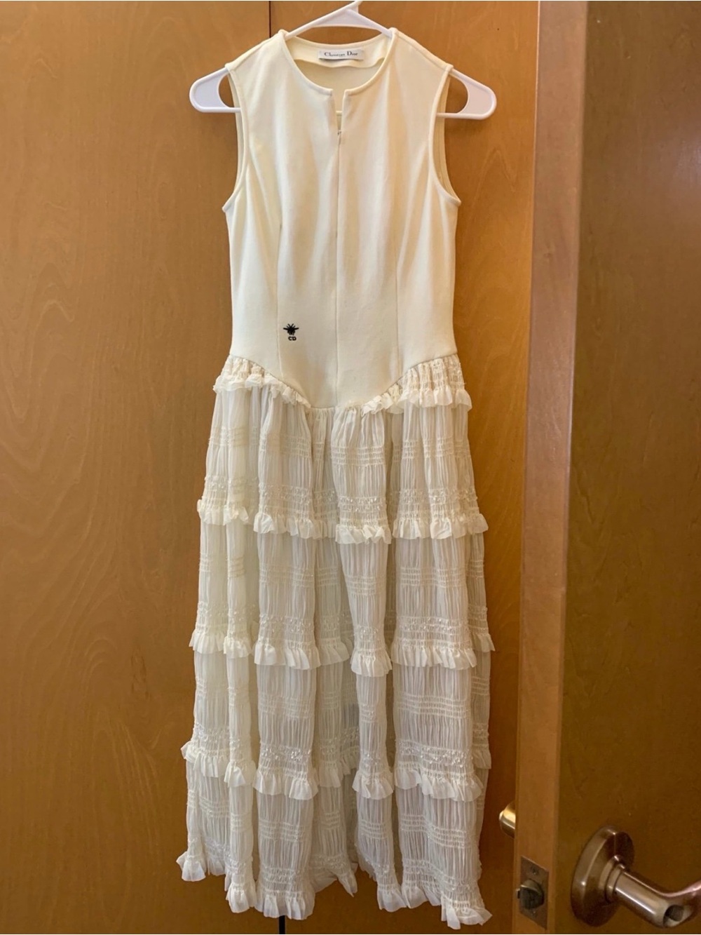 Dior Cream Tiered Midi Dress